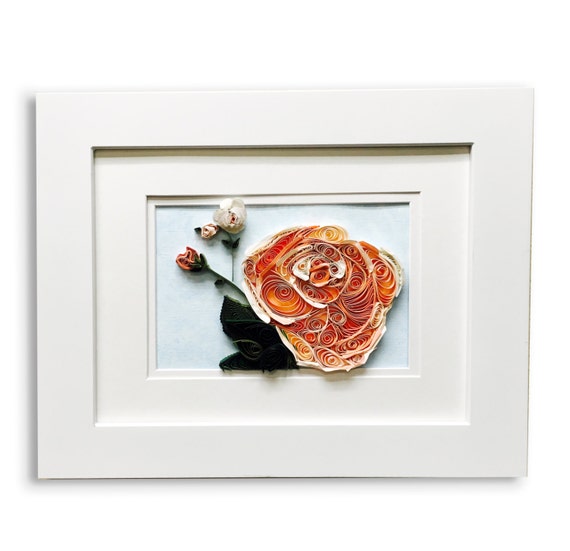 peach quilled roses quilled mosaic art mosaic quilled art Etsy