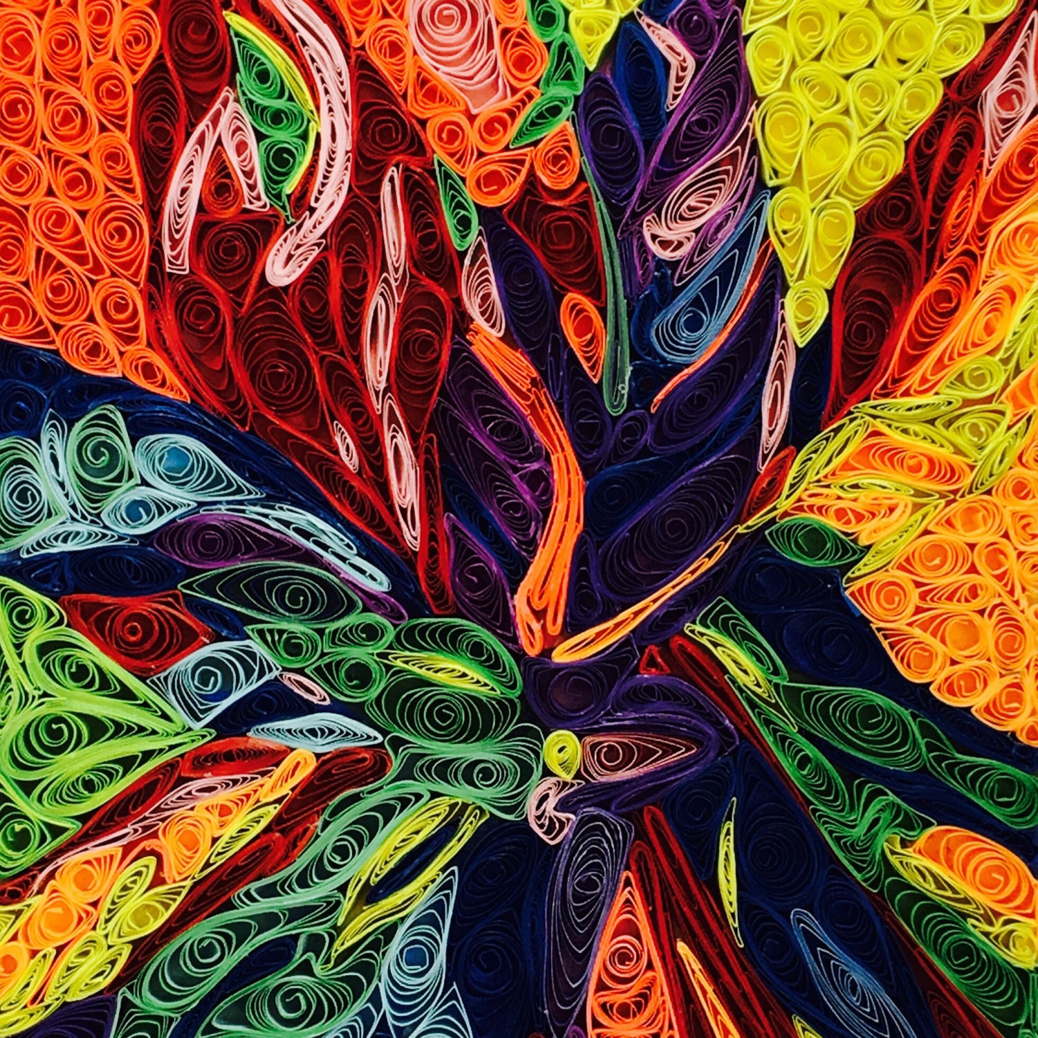 Abstract Colorful Leaves Paper Quilling Design Abstract Etsy