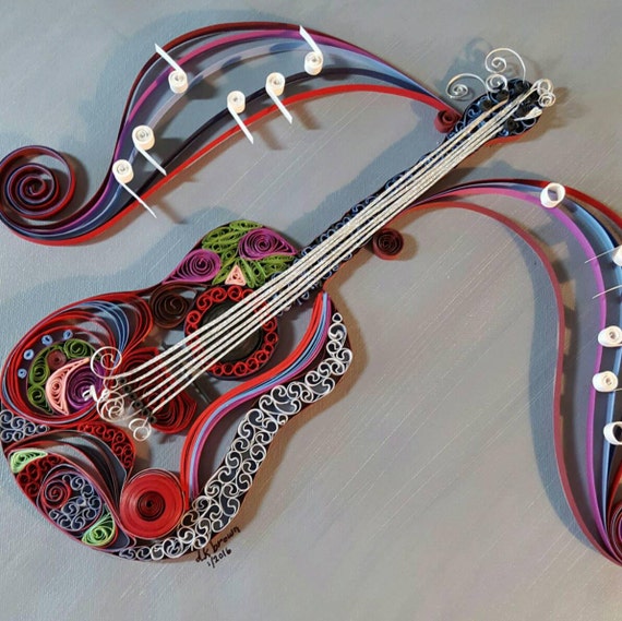 Customized quilled guitar wall art musician art musical Etsy