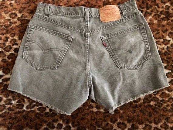 olive green jean shorts