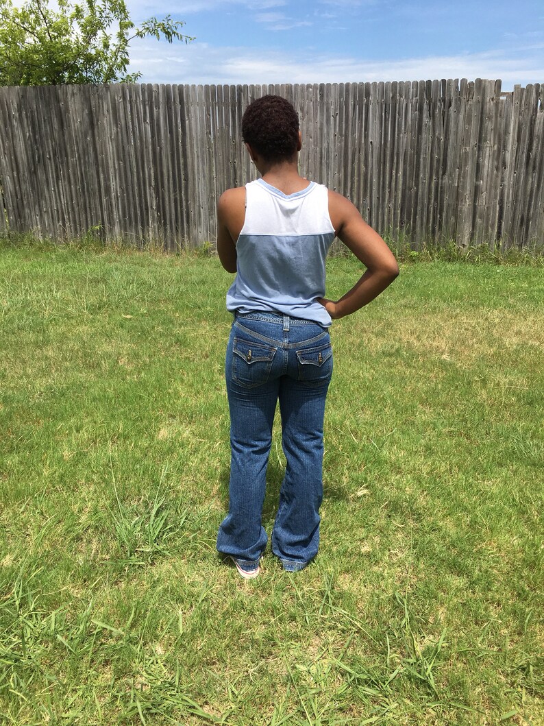 Vintage 90/'s Tommy Hilfiger denim flare flap pkt distressed mom jeans sz 4