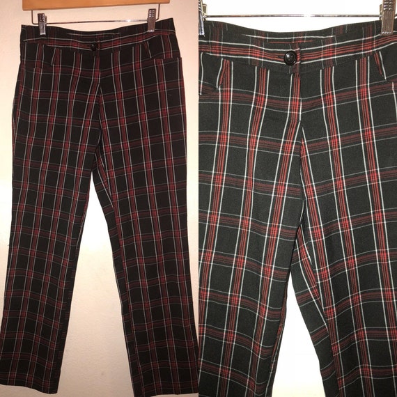red and black plaid pants womens