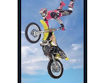 Motor Cross Blue 24x36 Premium Poster