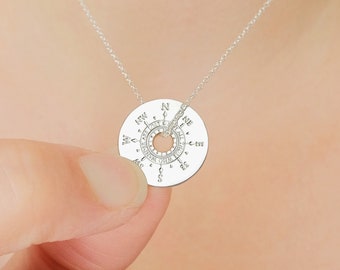 Silver Compass Necklace - Travel Gifts for Her - Not All Those Who Wander are Lost - Wanderlust Jewelry - Inspirational Gifts