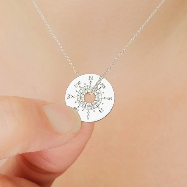 Silver Compass Necklace - Travel Gifts for Her - Not All Those Who Wander are Lost - Wanderlust Jewelry - Inspirational Gifts