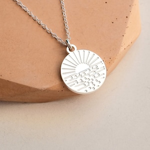 Happy Place Silver Sunset Wave Necklace: Small Ocean Pendant