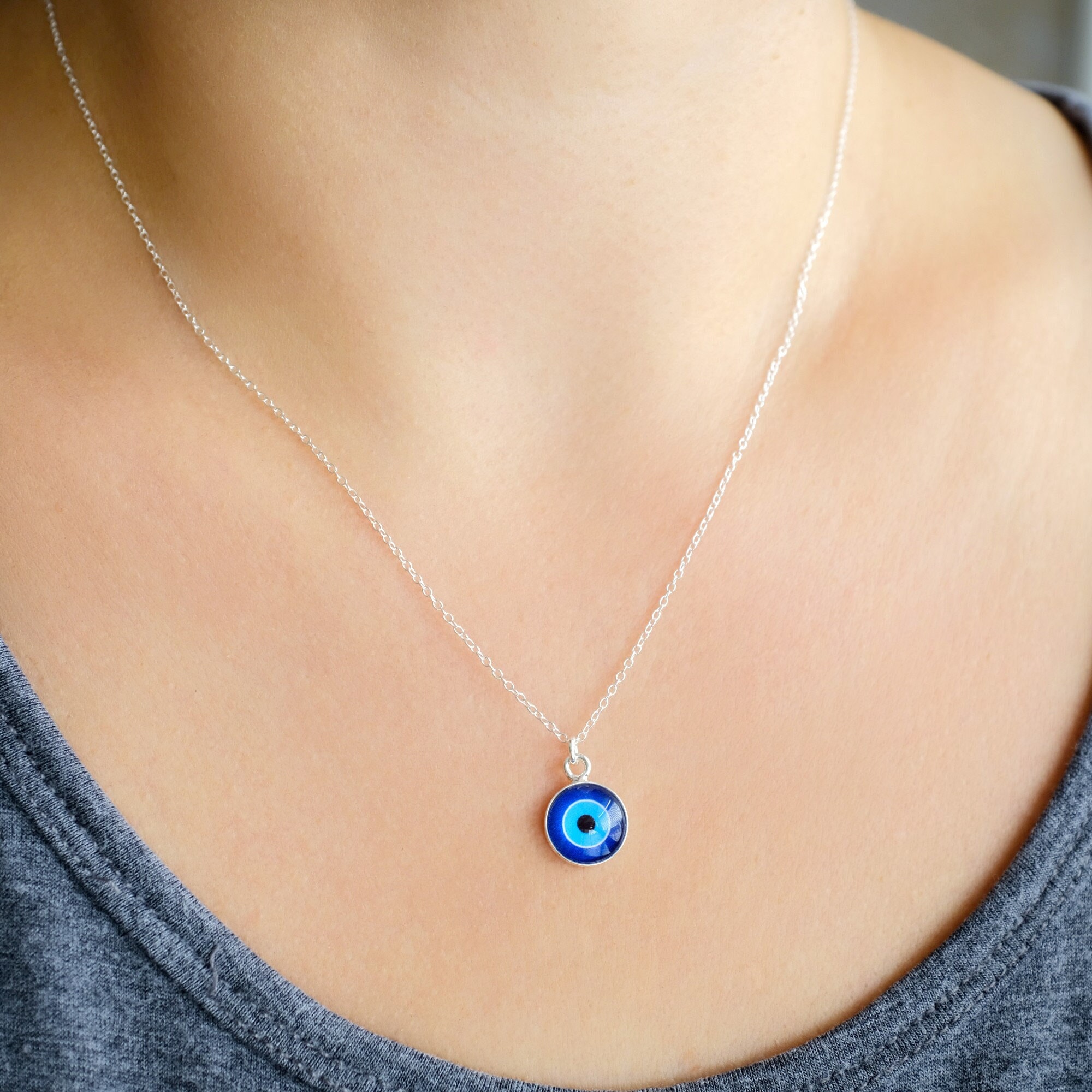 Flame Eye Necklace Token 316L Stainless Steel Evil Eye Pendant Unisex Chain  | eBay