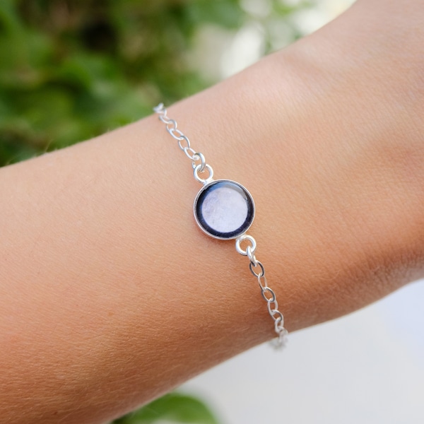 Sterling Silver Moon Phase Bracelet - Personalised Jewellery - Custom Birth Moon - Astrology Gift