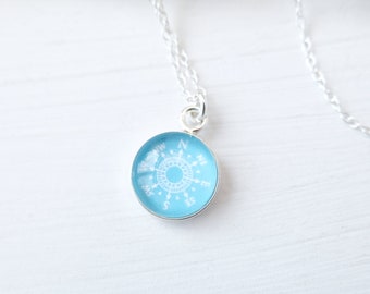 Sterling Silver Compass Necklace in Turquoise - Travel Gift for Her - Wanderlust Jewellery - Travel Pendant