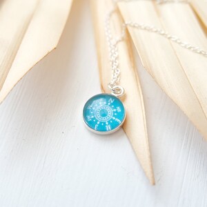 Teal Green Compass Necklace Sterling Silver Travel Necklace Dainty Wanderlust Jewellery Graduation Gift Travel Gift image 3