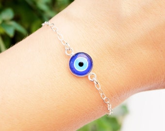 Sterling Silver Evil Eye Bracelet