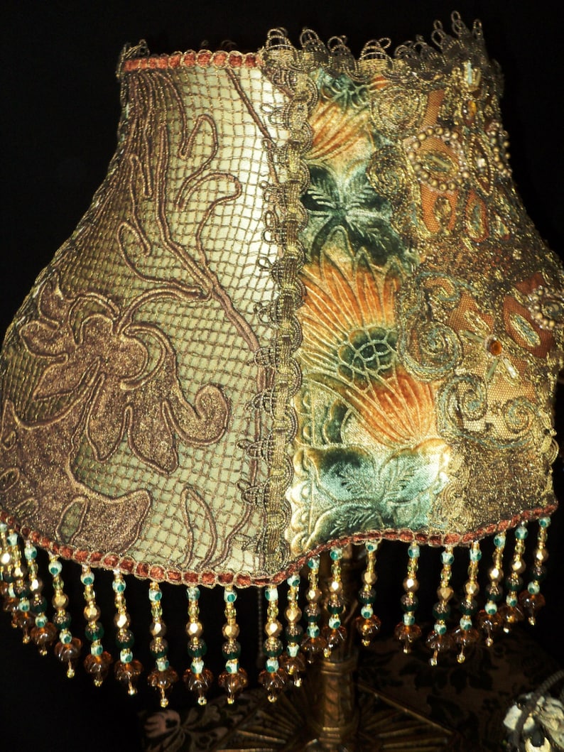 Handmade Antique Beaded Lampshade Stamped Velvet with Beaded Etsy