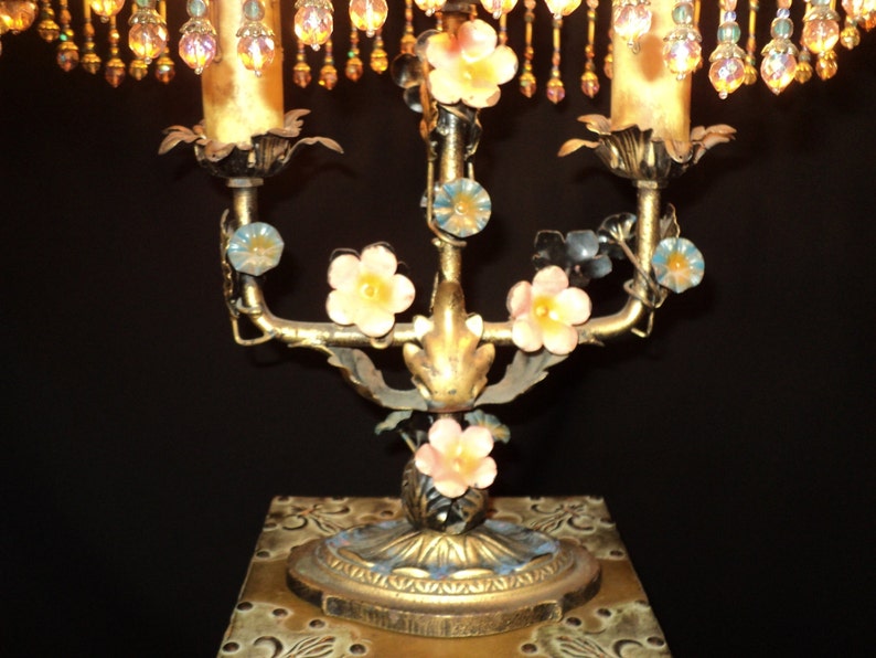 Antique Beaded Lampshade Handmade Beaded with French Floral Etsy