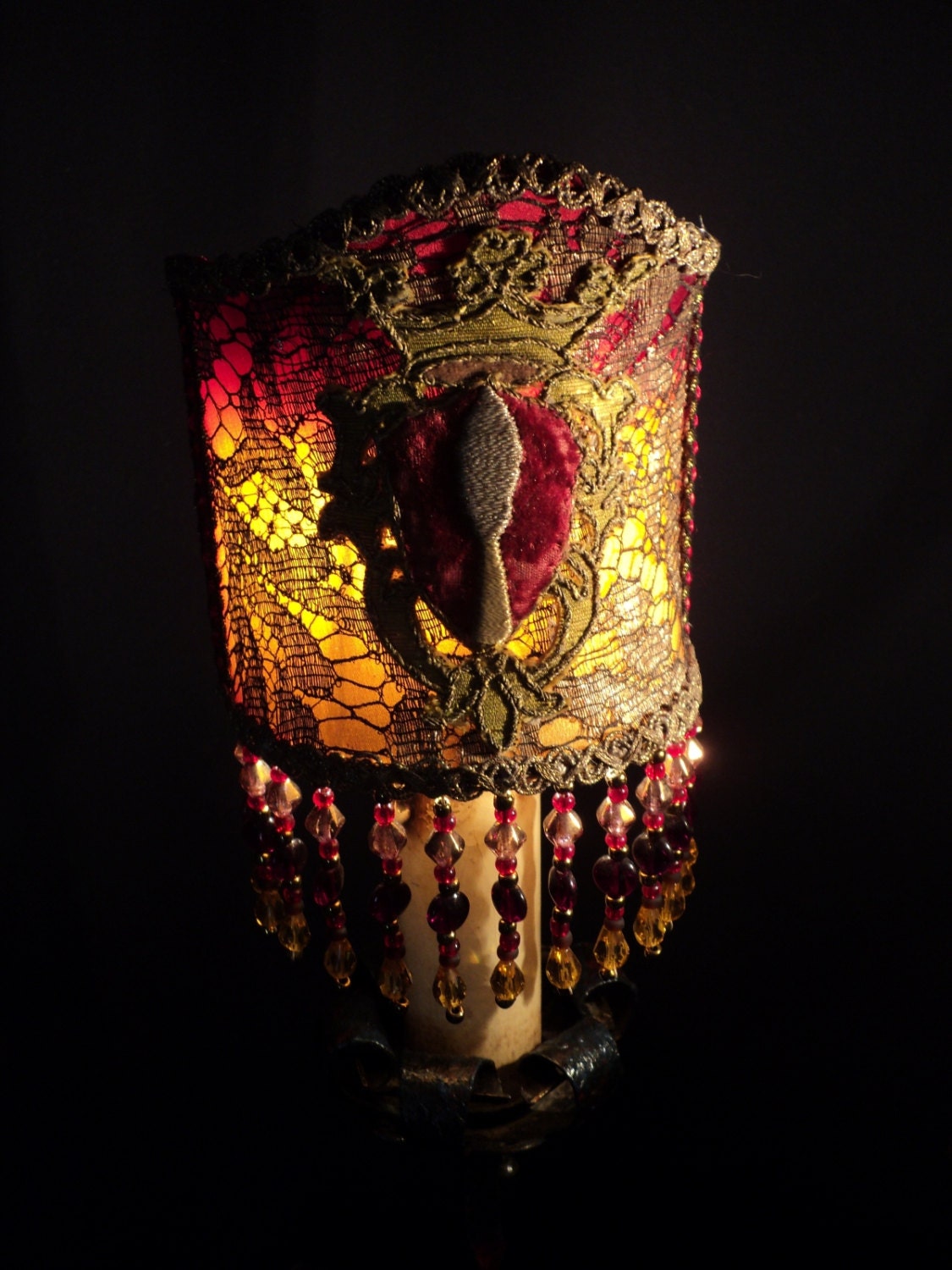 SALE Antique Beaded Lampshade Pair Arts and Crafts Gothic Etsy