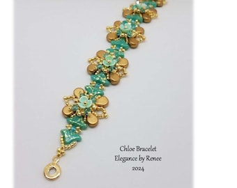 Chloe Bracelet Turquoise/Gold KIT ONLY/Must purchase Tutorial Separately