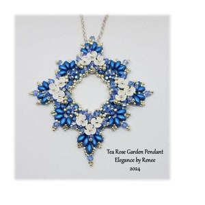 Tea Rose Garden Pendant Blue KIT ONLY/Must purchase Tutorial Separately