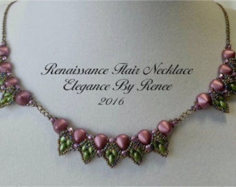 Renaissance Flair Necklace- Featuring Tipp and SuperDuo Beads -PDF Instant Download