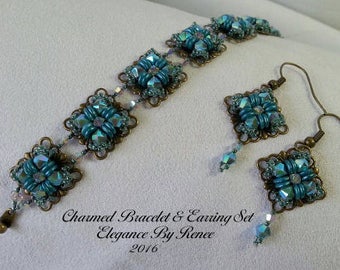 Charmed Bracelet and Earrings Set - Tutorial - PDF Instant Download