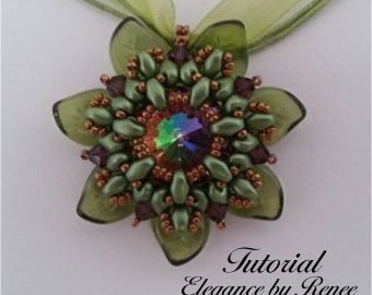 Beading Tutorial - Angelic Rose Flower Pendant - PDF Instant Download