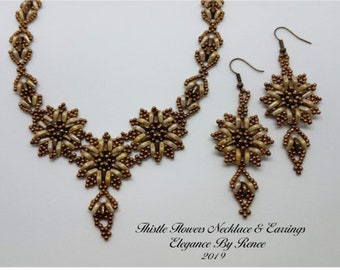 Thistle Flower Necklace & Earring Set Tutorial - 1 PDF Instant Download