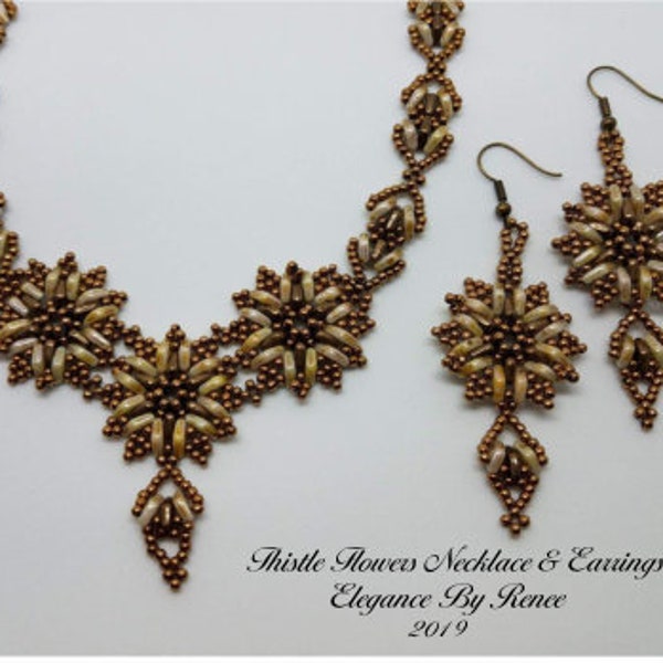 Thistle Flower Necklace & Earring Set Tutorial - 1 PDF Instant Download