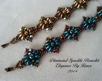 Diamond Sparkle Bracelet Tutorial - Free Earrings Tutorial Included - 2 PDF Instant Download