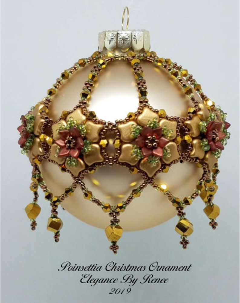 Poinsettia Christmas Ornament Cover Tutorial w/ Bonus Bracelet Tutorial 1 PDF Instant Download image 1