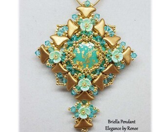 Briella Pendant Gold and Turquoise - Bead Pack ONLY - Must purchase Tutorial Separately