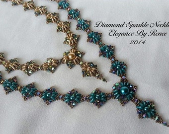 Diamond Sparkle Necklace Tutorial - Free Earrings Tutorial lncluded - 2 PDF Instant Downloads