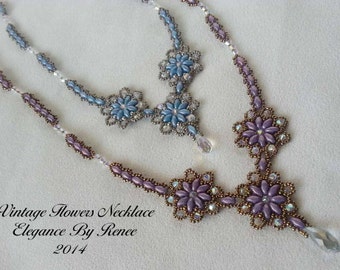 Vintage Flowers Necklace - Instant Download PDF