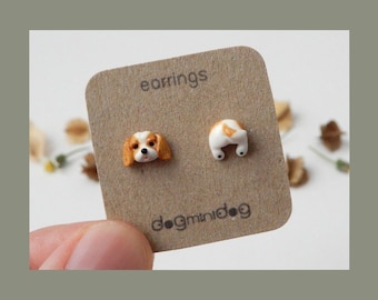 Cavalier King Charles Spaniel Stud Earrings, Cavalier King Charles Spaniel earrings, King Charles Spaniel gifts, Earrings for dog lovers.