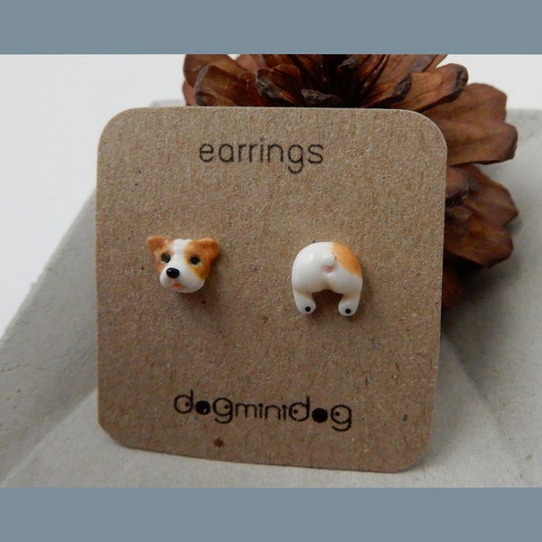 Jack Russell Terrier stud earrings, Jack Russell Terrier earrings, Jack Russell Terrier gifts, Earrings for dog lovers.