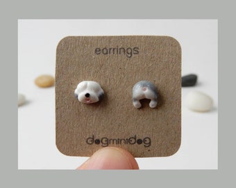 Old English Sheepdog Stud Earrings, Old English Sheepdog earrings, Old English Sheepdog gifts, Gifts for dog lovers.