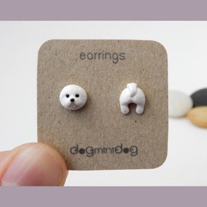 Bichon Frise Stud Earrings, Bichon Frise earrings, Bichon Frise gifts, Earrings for dog lovers.