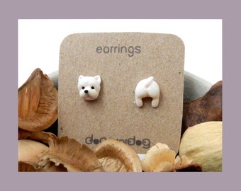 West Highland White Terrier stud earrings, Westy earrings, Westie gifts, Earrings for dog lovers.