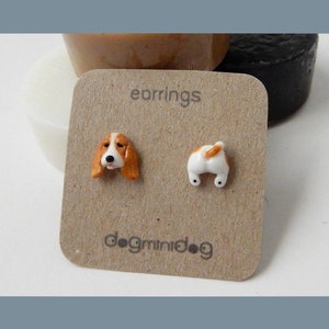 Pendientes de botón con forma de Basset Hound, Pendientes de Basset Hound, Regalos para amantes de los Basset Hound, Pendientes para amantes de los perros.