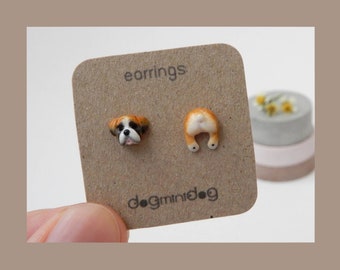 Boxer Stud Earrings, Boxer earrings, Boxer gifts, Earrings for dog lovers.