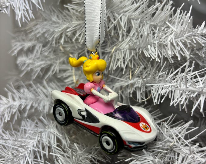 Personalized Princess Peach Mario Kart Hot Wheels Ornament