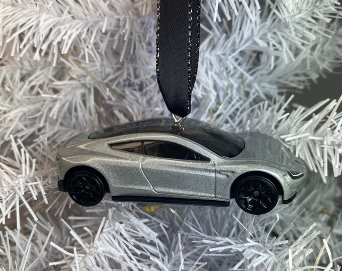 Personalized Tesla Roadster Hot Wheels Ornament Handmade