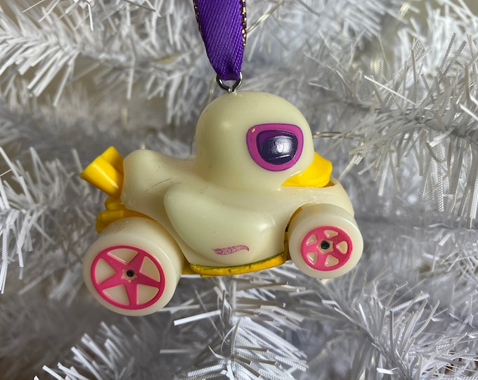 Personalized Glow Rubber Ducky Hot Wheels ornament