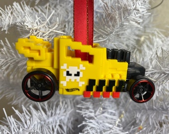 Personalized Minecraft Pixel Hot Wheels Ornament Handmade