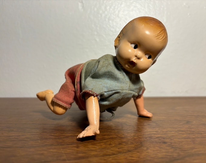 Vintage Crawling Baby Celluloid Wind Up Toy