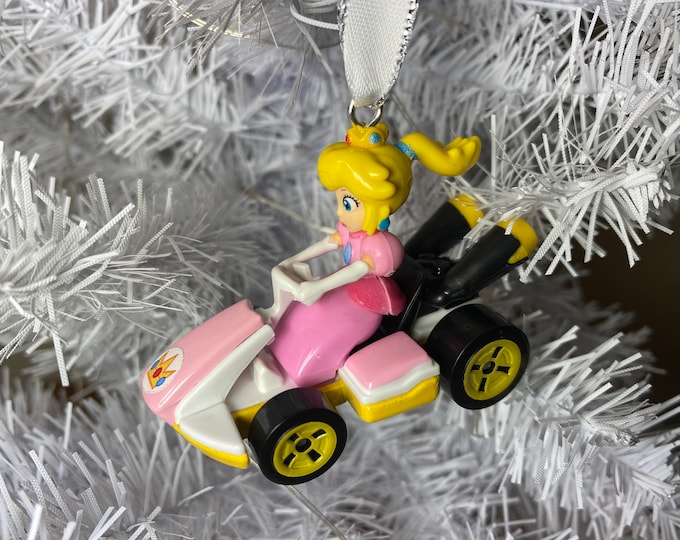 Personalized Princess Peach Mario Kart Hot Wheels Ornament