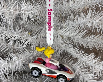 Personalized Princess Peach Mario Kart Hot Wheels Ornament