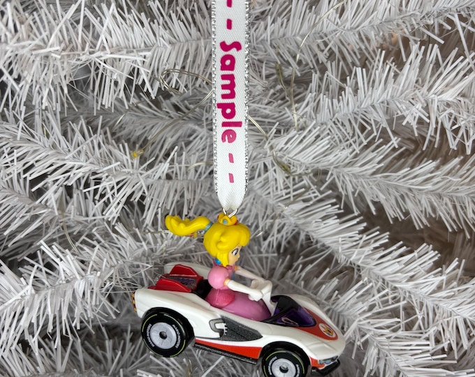 Personalized Princess Peach Mario Kart Hot Wheels Ornament