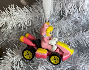 Personalized Cat Peach Mario Kart Hot Wheels Ornament