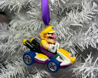 Personalized Wario Mario Kart Hot Wheels Ornament