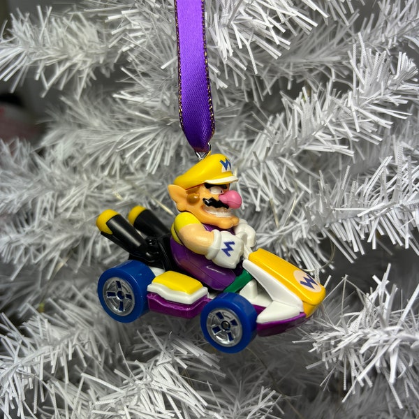 Personalized Wario Mario Kart Hot Wheels Ornament