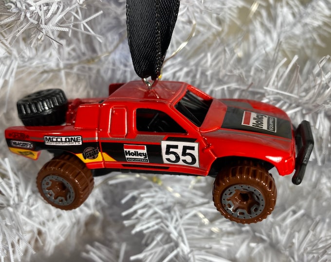 Personalized Red Baja Truck Hot Wheels Ornament