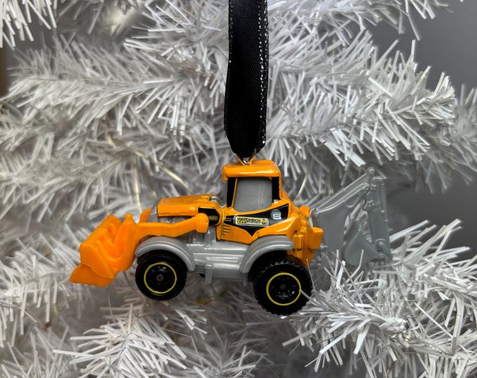 Personalized Construction Backhoe Tractor Matchbox Ornament